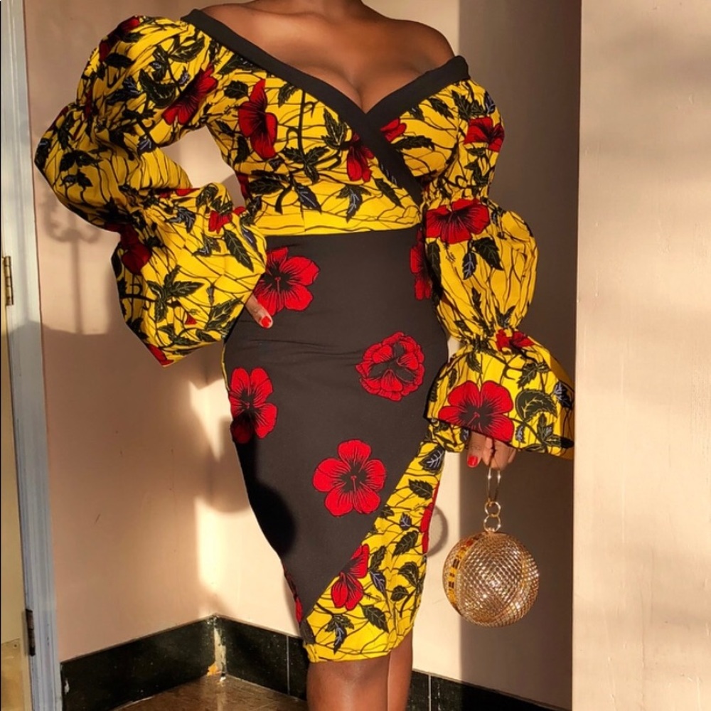 Ankara off shoulder midi dress